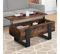 IDMARKET Table basse plateau relevable rectangulaire PHOENIX bois effet vieilli et noir