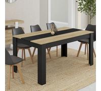 IDMarket Table à manger GEORGIA 8 personnes rectangulaire 160 x 90 cm noir et imitation hêtre