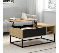 IDMarket - Table Basse Plateau relevable Boston avec rangements Design Industriel