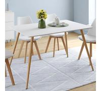 IDMarket Table à manger SARA rectangulaire fixe en MDF 6 personnes 120 cm Blanc