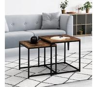 IDMarket - Lot de 2 tables basses gigognes Dayton 40/45 - plateau épais, design industriel, marron