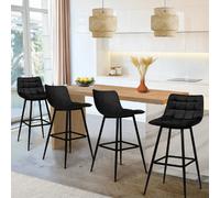 IDMARKET Lot de 4 tabourets de bar MADY en velours noir