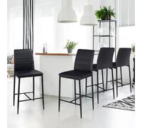 IDMarket – Lot de 4 tabourets Romane – chaises de bar rembourrées, PVC noir design contemporain