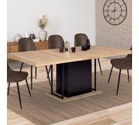 IDMarket Table à manger extensible UGO rectangle 6-10 personnes bois façon hêtre et noir 160-200 cm