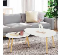 IDMarket – Lot de 2 tables basses Gaia gigognes laquées blanc scandinave