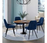 IDMarket Lot de 4 chaises THALYA salle à manger en velours bleu
