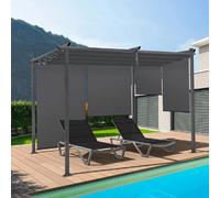IDMarket – Pergola édition spéciale Toit rétractable 3x4 m 4 stores gris anthracite