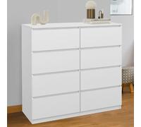 IDMarket Commode TOMI 8 tiroirs 110 cm bois blanc