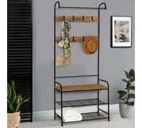 IDMARKET Vestiaire d'entrée PEDRO 79 cm bois et noir design industriel