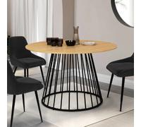 Table à manger ronde fixe - IDMARKET - YUNA - Bois et noir - 6 personnes - 110 cm
