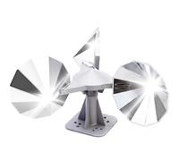 MARKETTY Dispositif réfléchissant pour effrayer les oiseaux - Éolienne avec base en plastique, 3 lames polygonales double face chromées, réflecteur pigeon, pic, moineau, pour extérieur, bateau, toit