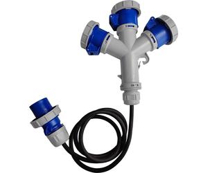 Marlanvil CEE Cordon adaptateur camping multiprise 3x 16A 3P 230V avec 1,5m de câble IP67 5163