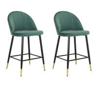 Marlis-lot De 2 Tabourets De Bar En Velours Vert Foncé