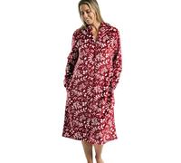 Marlon Marlon Womens Serena Zip Front Printed Fleece Housecoat Zip Up Bath Robe Peignoir Femme