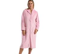 Marlon Marlon Womens Serena Zip Front Printed Fleece Housecoat Zip Up Bath Robe Peignoir Femme