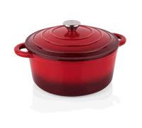Marmite, Ø 26 cm, hauteur 12 cm, rouge, fonte, acier inoxydable, émaillé