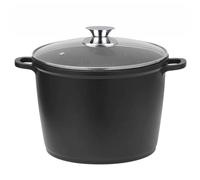 Marmite 10 l - 28 cm - En fonte d'aluminium - Antiadhésive - Pour lait, pâtes, légumes - Avec couvercle en verre - Convient pour tous les types de plaques de cuisson, y compris l'induction