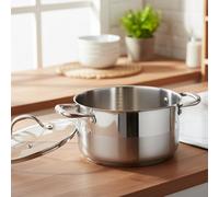 Marmite 24cm - Couvercle Verre - Acier Inoxydable - Inox