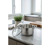 Marmite 28cm - Couvercle En Verre - Acier Inoxydable - Inox
