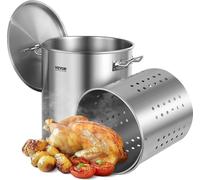 Marmite 39,7 L en acier inoxydable, 350 x 410 mm Grande marmite à soupe avec passoire, Convient pour les asperges et les sauces, Marmite de cuisine pratique pour les grands ingrédients, Marmite pour p