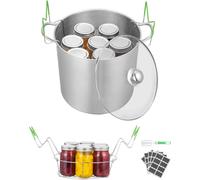 Marmite à conserves en acier inoxydable 19,86L - Marmite à conserves avec support & couvercle en verre - Grande marmite à conserves en acier inoxydable