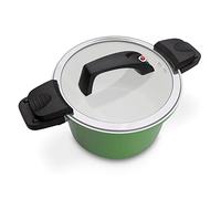 Marmite à économie d'énergie GSW Cera Mica - marmite de haute qualité avec couvercle, idéale pour les cuisines économes en énergie, revêtement antiadhésif en céramique - vert, aluminium, 24 cm, 6 litres