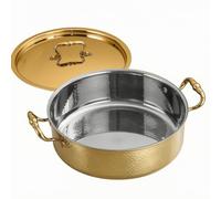 Marmite à Fond Plat Inox 304 Casserole, Or, 30CM | Marmite avec Poignées, Compatible cuisson, Cocotte Hot Pot