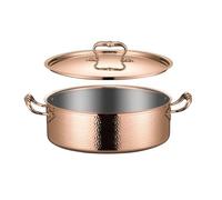 Marmite à Fond Plat Inox 304 Casserole, Or Rose, 32CM | Marmite avec Poignées, Compatible cuisson, Cocotte Hot Pot