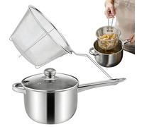 Marmite à friteuse - Poêle antiadhésive en acier inoxydable 24 x 20 x 15 cm, mini poêle à frire, batterie de cuisine à économie d'huile | Friteuse Tempura compacte, marmite pour cuisinière à Induction