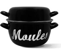 Marmite à Moules Menastyl, Acier Émaillé Noir, 24 cm, Tous Feux dont Induction, Avec Écritures