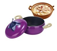 Marmite à sauce avec couvercle Anti-adhésif En Forme De Fruit Pratique | Faitout Et Poêle Compatibles Induction Idéale Pour Pâtes, Soupe, Spaghetti, Cuisine Maison Et Restaurant Aubergine C