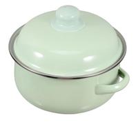 Marmite à Soupe en Émail avec Couvercle, 1,7 L, Vert, Poignées | Usage Mijoté et Braisage, Nettoyage Facile, Répartition Homogène, Format Compact pour Petites Familles