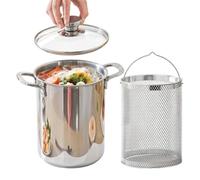 Marmite à spaghetti en acier inoxydable avec passoire - Multicuiseur et asperges de 4 l avec panier amovible et couvercle - Casserole à pâtes à induction pour pâtes, asperges et friteuse - 16 cm de