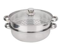 Marmite à vapeur d'acier inoxydable de 27cm, casserole à vapeur de batterie de cuisine à 2 niveaux pour la marmite