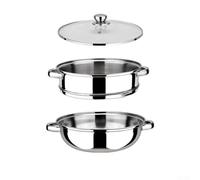 Marmite Acier Inoxydable 28cm Verre Couvercle(A) | Couvercle verre transparent, poignées rivetées froides, sécurité maximale, nettoyage pour facile lave-vaisselle