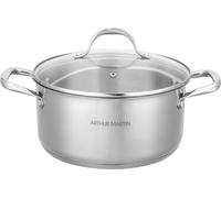 Marmite Arthur Martin 28 cm avec Couvercle, Acier Inoxydable, Tous Feux dont Induction, Intérieur Gradué