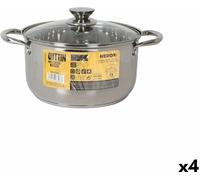 Marmite avec couvercle en verre Quttin New neron Steel 8 L (4 Units)