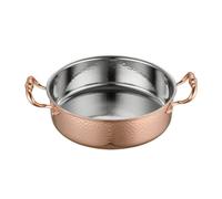 Marmite avec Poignées, Or Rose, 32CM Sans Couvercle | Finition Extérieure ciselée, Cocotte Hot Pot, sans Revêtement, Ustensile Cuisine, Familles