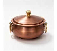 Marmite/Casserole En Cuivre Antiadhésif Petite Bassine À Confiture Avec Couvercle Marmite Vintage Fabriquée À La Main Diamètre 18-22 Cm(M)