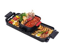 Marmite chaude pour barbecue 2 en 1, 2200 W, intérieur coréen, 80 x 24,5 x 18 cm, double contrôle séparé, réglage de la température, avec barbecue, multifonction, sans fumée, cuisinière portable pour