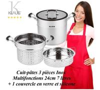 Marmite Cuit-pâtes - Klaus - Inox - 24cm - Compatible tous feux