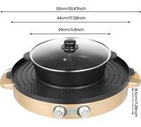 Marmite électrique avec grill - Grill de table 2-en-1 - 2200 W - Revêtement antiadhésif - Portable - 220/110 V - Jaune clair