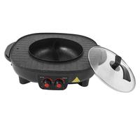 Marmite électrique et grill - Grill de table 2-en-1 Shabu/Fondue - 2000 W - Marmite de 3 L - Ø 26 cm - Prise européenne 220 V 50 Hz - Noir