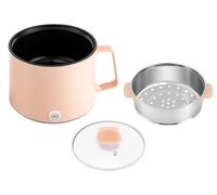 Marmite électrique - Mini-marmite de 1,7 l - Revêtement antiadhésif - Couvercle en verre - Panier vapeur - 220 V - Rose