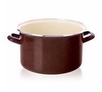 Marmite Émaillée Rétro - 4 Litres - 28,5 cm x 22 cm - Brun et Beige