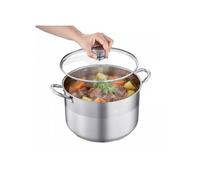 Marmite en acier inoxydable 11 4 L avec couvercle en verre tous feux dont induction pour bouillons et pot-au-feu