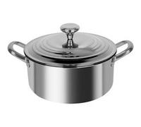 Cheffinger, casserole en acier inoxydable de 24 cm avec couvercle métallique et poignées renforcées, argent