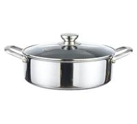 Marmite en acier inoxydable ø32 cm avec couvercle en verre & structure en nid d'abeille - Compatible avec l'induction