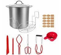 Marmite en acier inoxydable de 20l, kit de démarrage pour débutants avec support, pinces, lève-bocaux. Fonctionne sur toutes les cuisinières, y compris l'induction, le gaz (Bocs non inclus-rouge)
