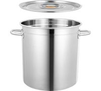 Marmite en acier inoxydable - Grande capacité - Volume 35 l - Avec couvercle - Poignées rivetées - Pour bouillons et soupes